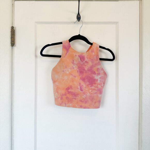 Athleta | Conscious Crop Tank Sports Bra Top in Spray Dye Island Coral S - Picture 2 of 6